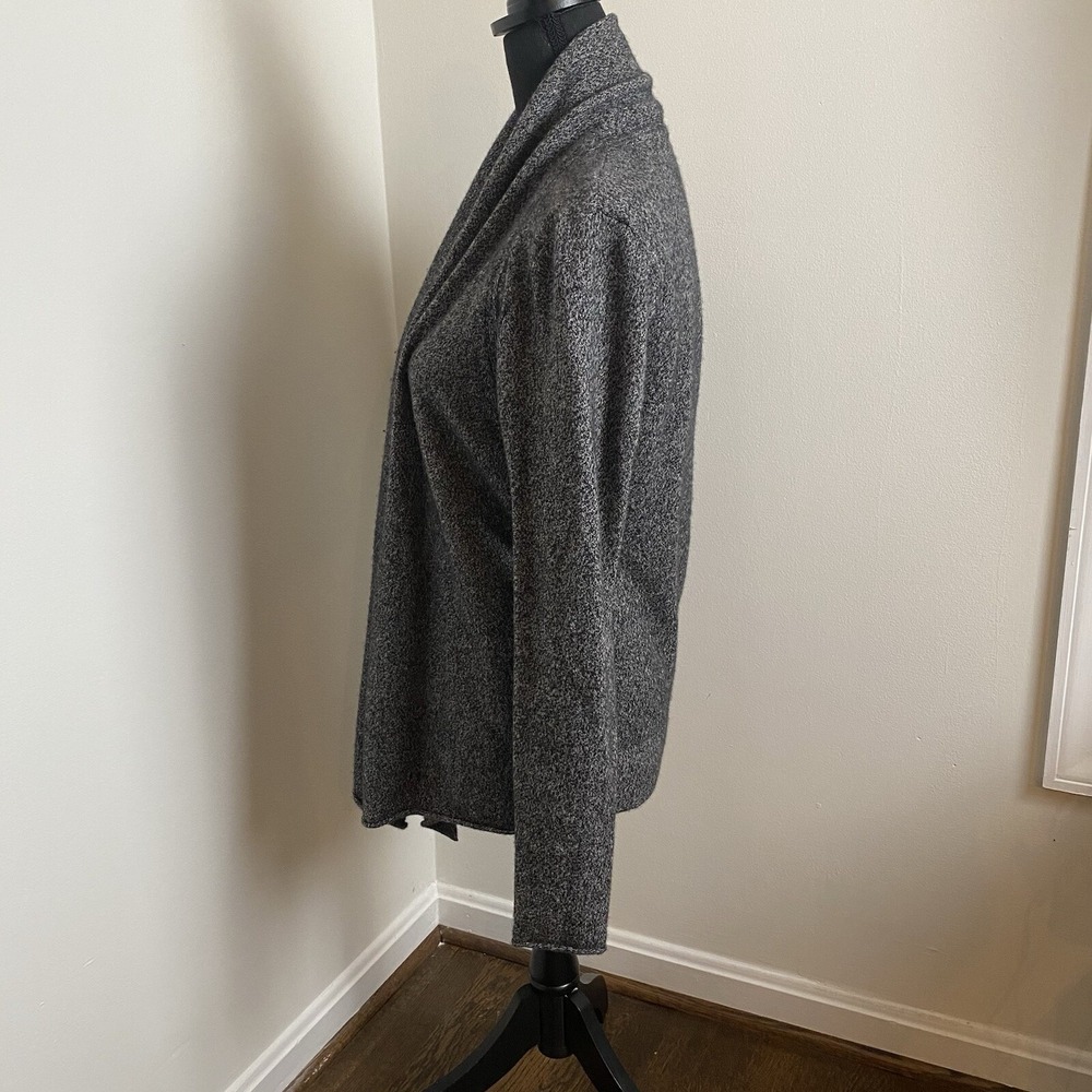 AQUA CASHMERE DRAPE OPEN FRONT ROLLED HEM SHAWL COLLAR Black CARDIGAN SIZE S - Picture 4 of 9